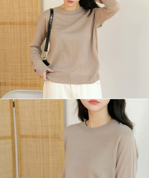 fd style（エフディ スタイル）の「【Chuzchuz】ベーシックラウンドニット（ニット/セーター・レディース・ブラック/ベージュ/オリーブ/ピンク/アイボリー/ブルー系その他・FREE）」の11枚目の写真