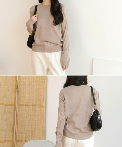 fd style（エフディ スタイル）の「【Chuzchuz】ベーシックラウンドニット（ニット/セーター・レディース・ブラック/ベージュ/オリーブ/ピンク/アイボリー/ブルー系その他・FREE）」の12枚目の写真