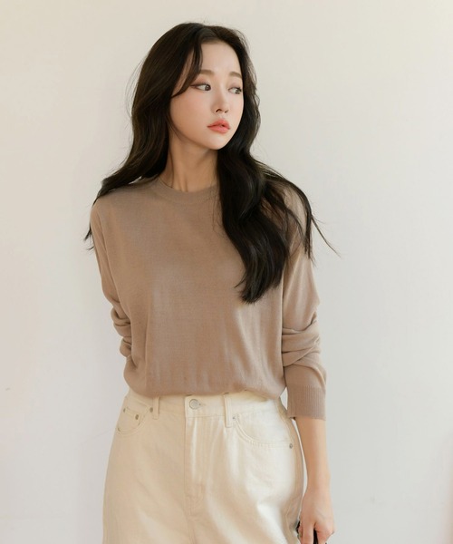 fd style（エフディ スタイル）の「【Chuzchuz】ベーシックラウンドニット（ニット/セーター・レディース・ブラック/ベージュ/オリーブ/ピンク/アイボリー/ブルー系その他・FREE）」の18枚目の写真