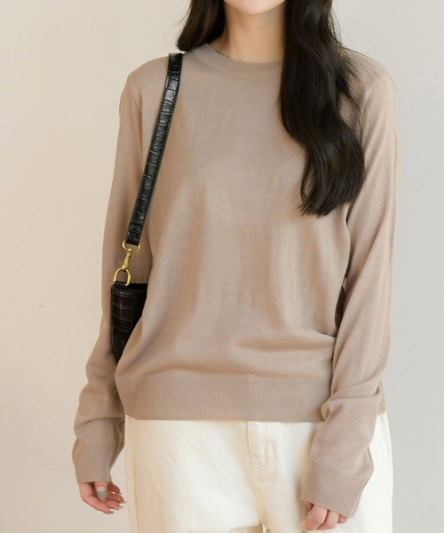 fd style（エフディ スタイル）の「【Chuzchuz】ベーシックラウンドニット（ニット/セーター・レディース・ブラック/ベージュ/オリーブ/ピンク/アイボリー/ブルー系その他・FREE）」の19枚目の写真