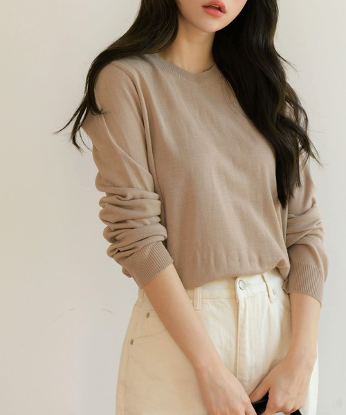 fd style（エフディ スタイル）の「【Chuzchuz】ベーシックラウンドニット（ニット/セーター・レディース・ブラック/ベージュ/オリーブ/ピンク/アイボリー/ブルー系その他・FREE）」の20枚目の写真