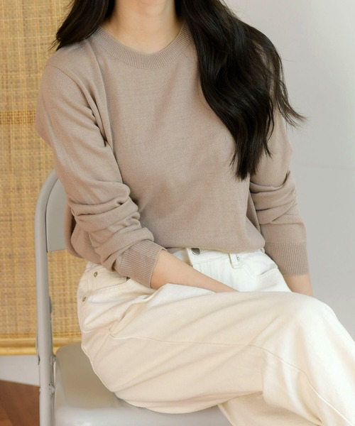 fd style（エフディ スタイル）の「【Chuzchuz】ベーシックラウンドニット（ニット/セーター・レディース・ブラック/ベージュ/オリーブ/ピンク/アイボリー/ブルー系その他・FREE）」の21枚目の写真