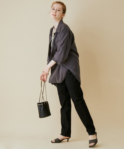 MADEMOISELLE ROPE'（マドモアゼル ロペ）の「<春まで使える>【セットアップ対応】フィブリルミリタリーシャツ（シャツ/ブラウス・レディース・スミクロ/カーキ・38）」の3枚目の写真