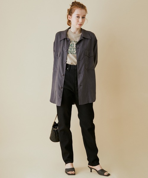 MADEMOISELLE ROPE'（マドモアゼル ロペ）の「<春まで使える>【セットアップ対応】フィブリルミリタリーシャツ（シャツ/ブラウス・レディース・スミクロ/カーキ・38）」の10枚目の写真