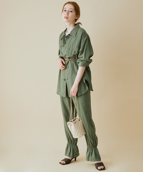 MADEMOISELLE ROPE'（マドモアゼル ロペ）の「<春まで使える>【セットアップ対応】フィブリルミリタリーシャツ（シャツ/ブラウス・レディース・スミクロ/カーキ・38）」の11枚目の写真