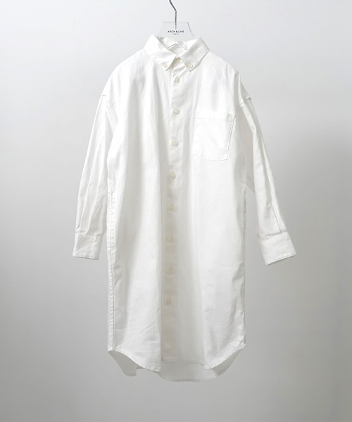 ARCH & LINE（アーチアンドライン）の「ボタンダウン ロングシャツ B/D LONG SHIRT（シャツワンピース・キッズ・ホワイト/ブラック/ストライプ・L/XL/M/S）」の5枚目の写真