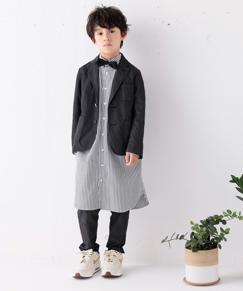 ARCH & LINE（アーチアンドライン）の「ボタンダウン ロングシャツ B/D LONG SHIRT（シャツワンピース・キッズ・ホワイト/ブラック/ストライプ・L/XL/M/S）」の9枚目の写真