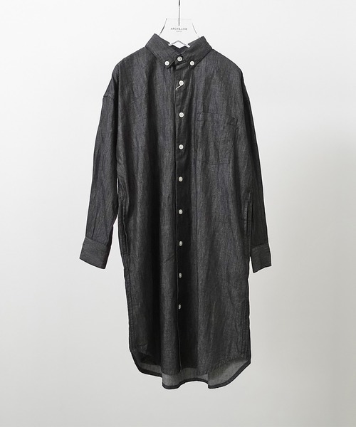 ARCH & LINE（アーチアンドライン）の「ボタンダウン ロングシャツ B/D LONG SHIRT（シャツワンピース・キッズ・ホワイト/ブラック/ストライプ・L/XL/M/S）」の15枚目の写真