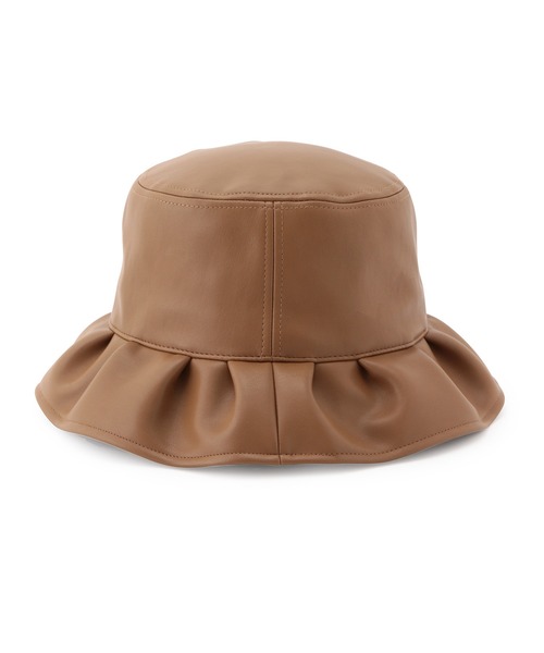 ROPE' PICNIC（ロペピクニック）の「フェイクレザーフリルハット（ハット・レディース・ブラック/キャメル・FREE）」の4枚目の写真