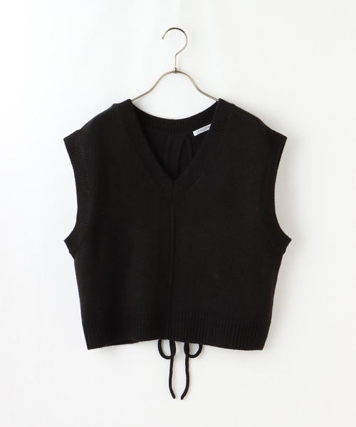 Honeys（ハニーズ）の「レースアップニットベスト（ベスト・レディース・ブラック/ピンク系その他/ベージュ/モカ・L/M/S）」の14枚目の写真