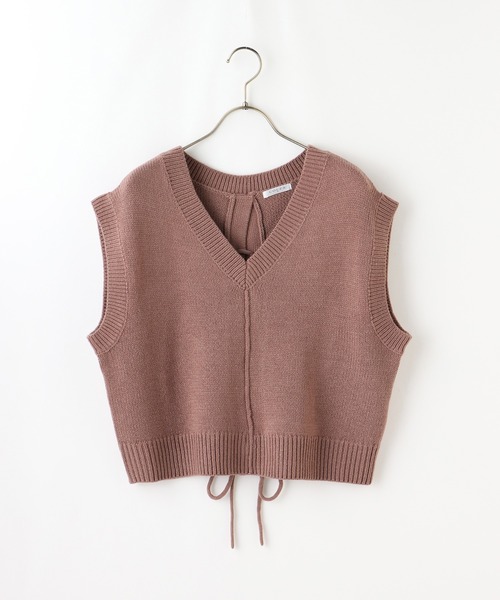 Honeys（ハニーズ）の「レースアップニットベスト（ベスト・レディース・ブラック/ピンク系その他/ベージュ/モカ・L/M/S）」の10枚目の写真