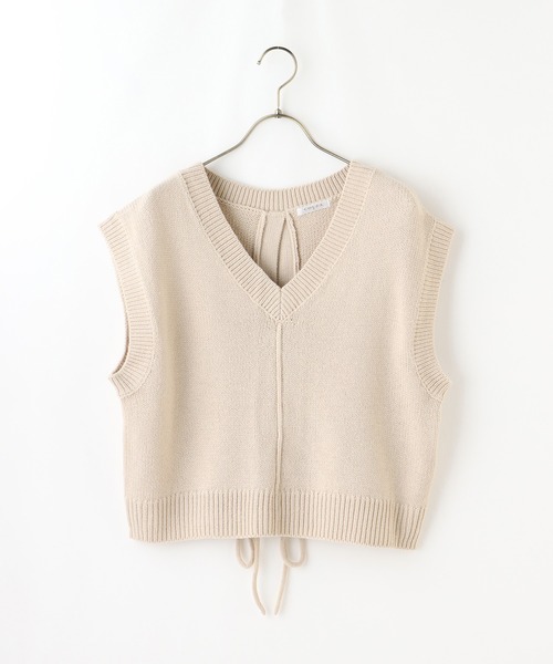 Honeys（ハニーズ）の「レースアップニットベスト（ベスト・レディース・ブラック/ピンク系その他/ベージュ/モカ・L/M/S）」の7枚目の写真