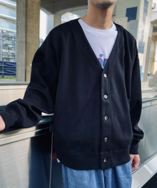 MILLER（ミラー）の「【Miller/ミラー】GLOSTER別注 マックスウェイト ワッフルカーディガン（カーディガン/ボレロ・メンズ・ブラック/ミント/パープル/キャメル・MEDIUM/LARGE）」の2枚目の写真