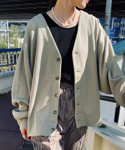 MILLER（ミラー）の「【Miller/ミラー】GLOSTER別注 マックスウェイト ワッフルカーディガン（カーディガン/ボレロ・メンズ・ブラック/ミント/パープル/キャメル・MEDIUM/LARGE）」の12枚目の写真