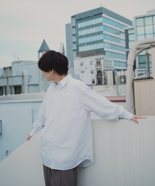 WYM LIDNM(ウィム バイ リドム)の「TENCEL STRIPE WIDE SHIRT(シャツ/ブラウス・メンズ・ホワイト/ブルー/ネイビー/ライトグレー・S/M/L)」の22枚目の写真