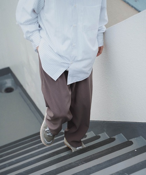 WYM LIDNM(ウィム バイ リドム)の「TENCEL STRIPE WIDE SHIRT(シャツ/ブラウス・メンズ・ホワイト/ブルー/ネイビー/ライトグレー・S/M/L)」の6枚目の写真