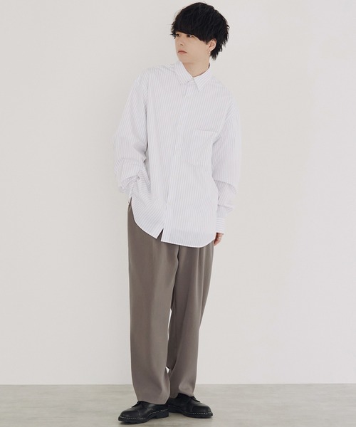 WYM LIDNM(ウィム バイ リドム)の「TENCEL STRIPE WIDE SHIRT(シャツ/ブラウス・メンズ・ホワイト/ブルー/ネイビー/ライトグレー・S/M/L)」の20枚目の写真