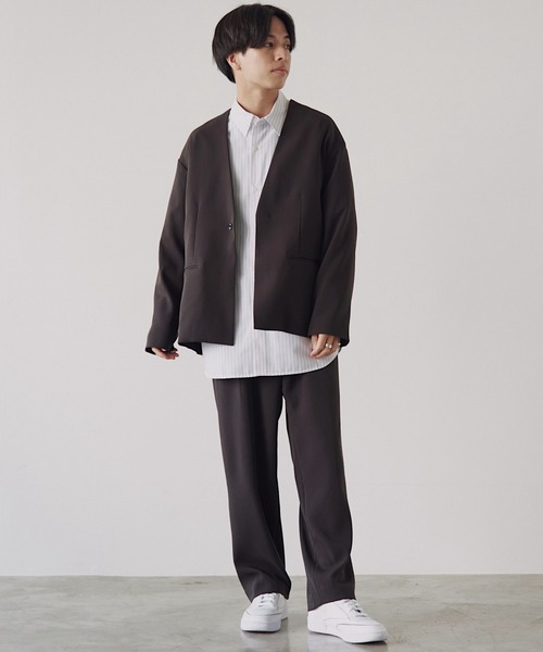 WYM LIDNM(ウィム バイ リドム)の「TENCEL STRIPE WIDE SHIRT(シャツ/ブラウス・メンズ・ホワイト/ブルー/ネイビー/ライトグレー・S/M/L)」の16枚目の写真