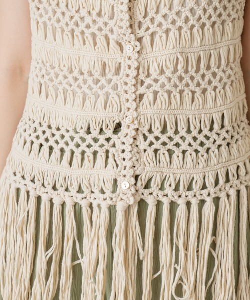 Kastane（カスタネ）の「マクラメ編みハンドベスト（ベスト・レディース・グリーン系その他/オフホワイト/ホワイト系その他・FREE）」の12枚目の写真