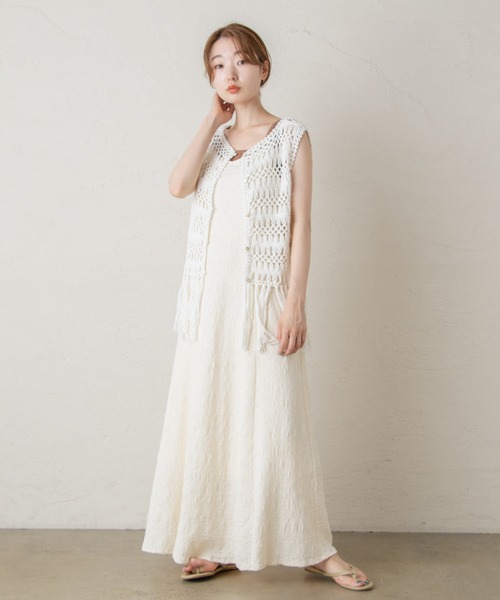 Kastane（カスタネ）の「マクラメ編みハンドベスト（ベスト・レディース・グリーン系その他/オフホワイト/ホワイト系その他・FREE）」の17枚目の写真