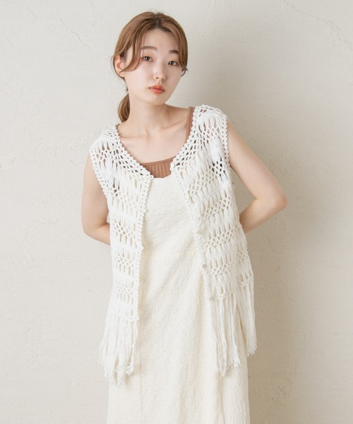 Kastane（カスタネ）の「マクラメ編みハンドベスト（ベスト・レディース・グリーン系その他/オフホワイト/ホワイト系その他・FREE）」の20枚目の写真