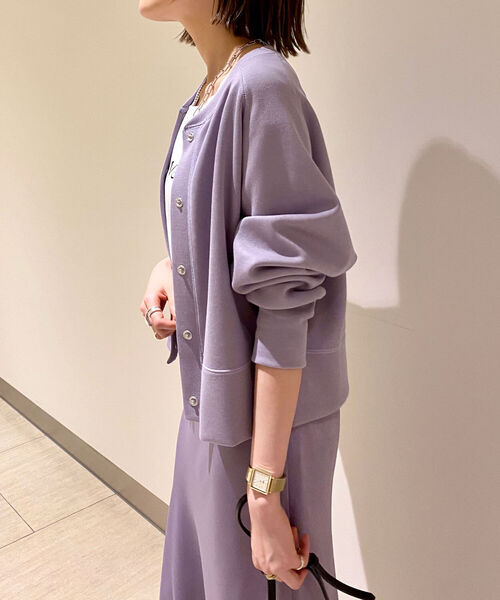 NOLLEY’S（ノーリーズ）の「リブアブルフェイスドット釦カーディガン（カーディガン/ボレロ・レディース・アイボリー/ラベンダー/ネイビー・38）」の14枚目の写真