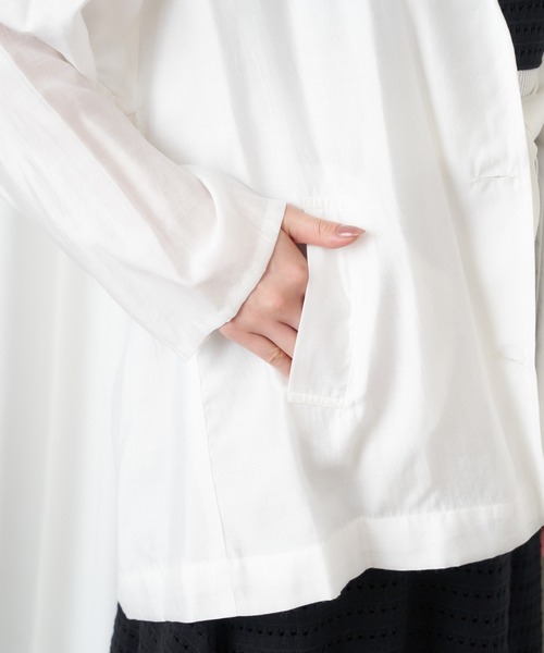 MIIA（ミーア）の「シアーシャツジャケット（テーラードジャケット・レディース・ブラック/パープル/オフホワイト・FREE）」の21枚目の写真