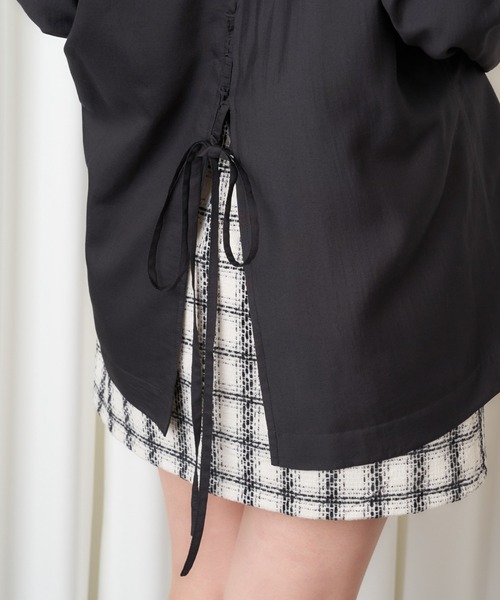 MIIA（ミーア）の「シアーシャツジャケット（テーラードジャケット・レディース・ブラック/パープル/オフホワイト・FREE）」の14枚目の写真