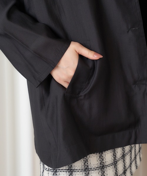 MIIA（ミーア）の「シアーシャツジャケット（テーラードジャケット・レディース・ブラック/パープル/オフホワイト・FREE）」の19枚目の写真