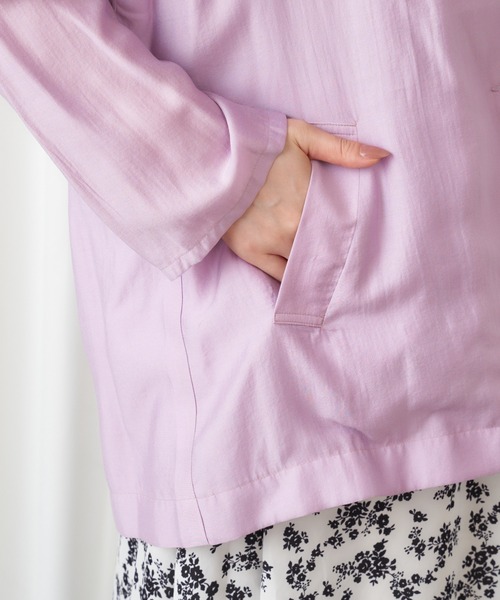 MIIA（ミーア）の「シアーシャツジャケット（テーラードジャケット・レディース・ブラック/パープル/オフホワイト・FREE）」の6枚目の写真