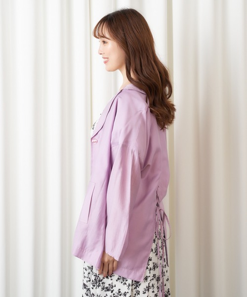 MIIA（ミーア）の「シアーシャツジャケット（テーラードジャケット・レディース・ブラック/パープル/オフホワイト・FREE）」の11枚目の写真