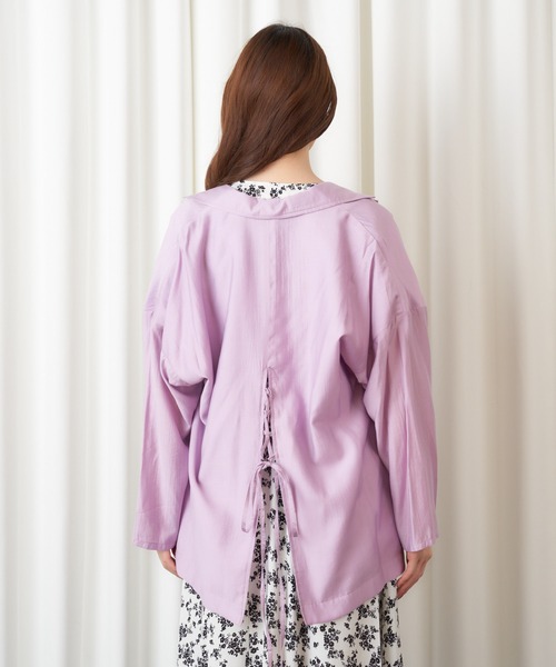 MIIA（ミーア）の「シアーシャツジャケット（テーラードジャケット・レディース・ブラック/パープル/オフホワイト・FREE）」の20枚目の写真