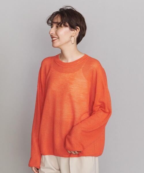 BEAUTY&YOUTH UNITED ARROWS(ビューティーアンドユースユナイテッドアローズ)の「BY モヘヤシルク ワイドクルーネック ニット(ニット/セーター・レディース・オレンジ/ナチュラル/コバルトブルー・FREE)」の1枚目の写真