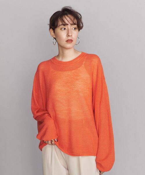 BEAUTY&YOUTH UNITED ARROWS(ビューティーアンドユースユナイテッドアローズ)の「BY モヘヤシルク ワイドクルーネック ニット(ニット/セーター・レディース・オレンジ/ナチュラル/コバルトブルー・FREE)」の9枚目の写真