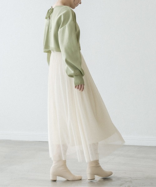 OLIVE des OLIVE（オリーブデオリーブ）の「ニット×チュールキャミset/キャミワンピース（ワンピース・レディース・ブラウン/ライトグレー/ミント/ピンク・FREE）」の3枚目の写真