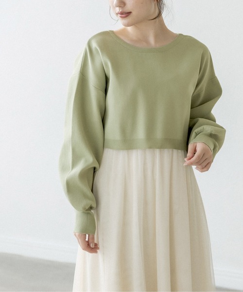 OLIVE des OLIVE（オリーブデオリーブ）の「ニット×チュールキャミset/キャミワンピース（ワンピース・レディース・ブラウン/ライトグレー/ミント/ピンク・FREE）」の17枚目の写真