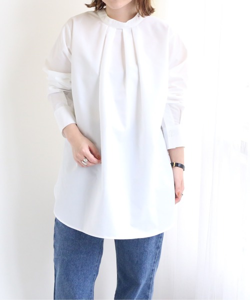 TRIANGLE PALETTE（トライアングルパレット）の「2wayタックブラウス（シャツ/ブラウス・レディース・オフホワイト/グレイッシュベージュ・FREE）」の14枚目の写真