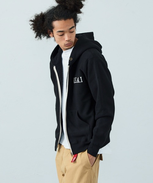 Alpha Industries（アルファインダストリーズ）の「ヴィンテージスウェットジップパーカー（パーカー・メンズ・ブラック/ヘザーグレー/ネイビー・MEDIUM/LARGE/X-LARGE）」の5枚目の写真