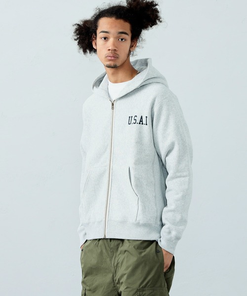 Alpha Industries（アルファインダストリーズ）の「ヴィンテージスウェットジップパーカー（パーカー・メンズ・ブラック/ヘザーグレー/ネイビー・MEDIUM/LARGE/X-LARGE）」の8枚目の写真