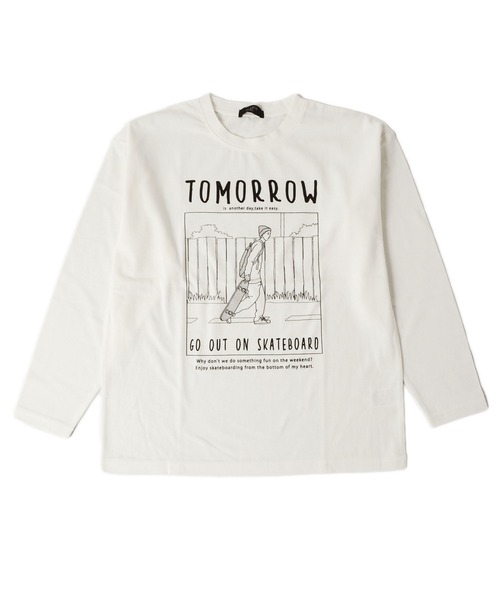 GLAZOS(グラソス)の「天竺・アソートプリント長袖Tシャツ(Tシャツ/カットソー・キッズ・ライトグレー/カーキ/キナリ/チャコール/ダークグリーン/グレイッシュブルー/ホワイト/グレー/ライトブルー/ライトグリーン/オフホワイト/ベージュ/ベージュ系その他/ダークグレー/ミント/サックスブルー/チャコールグレー/ブラック/ネイビー/ブルー・130cm/140cm/150cm/160cm/170cm)」の2枚目の写真