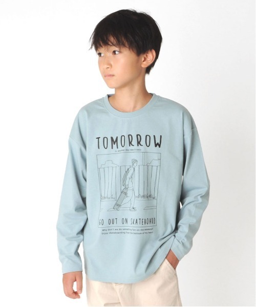 GLAZOS(グラソス)の「天竺・アソートプリント長袖Tシャツ(Tシャツ/カットソー・キッズ・ライトグレー/カーキ/キナリ/チャコール/ダークグリーン/グレイッシュブルー/ホワイト/グレー/ライトブルー/ライトグリーン/オフホワイト/ベージュ/ベージュ系その他/ダークグレー/ミント/サックスブルー/チャコールグレー/ブラック/ネイビー/ブルー・130cm/140cm/150cm/160cm/170cm)」の18枚目の写真