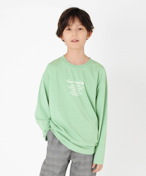 GLAZOS(グラソス)の「天竺・アソートプリント長袖Tシャツ(Tシャツ/カットソー・キッズ・ライトグレー/カーキ/キナリ/チャコール/ダークグリーン/グレイッシュブルー/ホワイト/グレー/ライトブルー/ライトグリーン/オフホワイト/ベージュ/ベージュ系その他/ダークグレー/ミント/サックスブルー/チャコールグレー/ブラック/ネイビー/ブルー・130cm/140cm/150cm/160cm/170cm)」の1枚目の写真