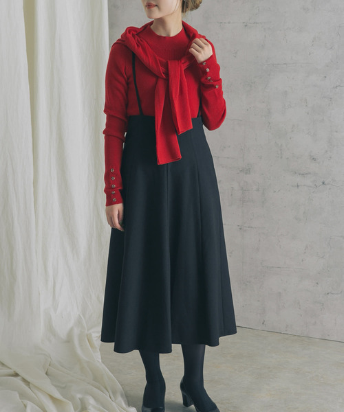 URBAN RESEARCH ROSSO WOMEN（アーバンリサーチ　ロッソ）の「ウォッシャブルウール袖ボタンリブニット（ニット/セーター・レディース・ベージュ/ブラック/レッド・FREE）」の10枚目の写真