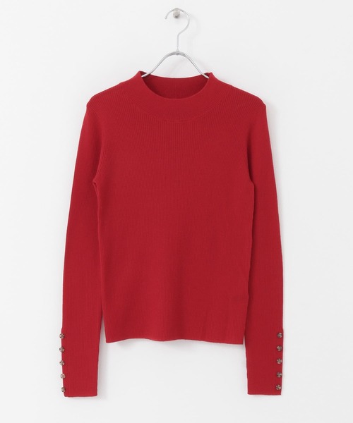 URBAN RESEARCH ROSSO WOMEN（アーバンリサーチ　ロッソ）の「ウォッシャブルウール袖ボタンリブニット（ニット/セーター・レディース・ベージュ/ブラック/レッド・FREE）」の14枚目の写真