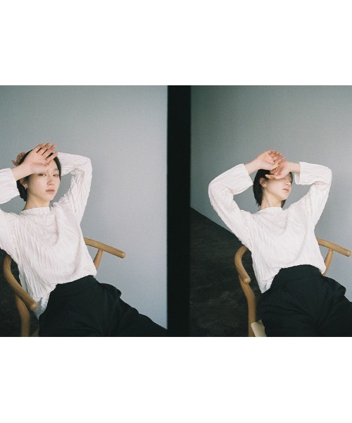 select MOCA(セレクトモカ)の「クリンクルシアーカットソー(Tシャツ/カットソー・レディース・ホワイト/ブラック/ベージュ・FREE)」の18枚目の写真