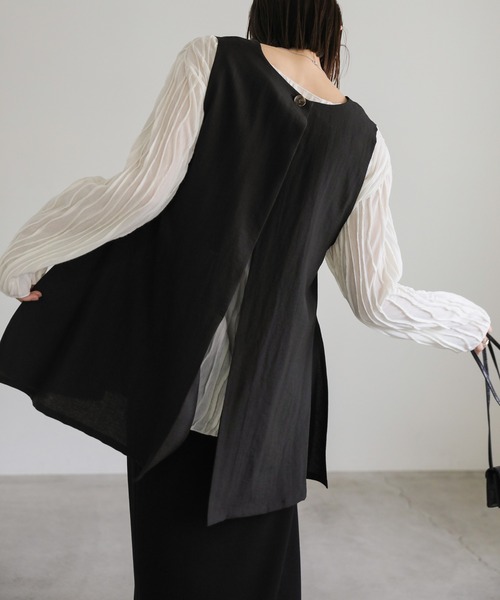 select MOCA(セレクトモカ)の「クリンクルシアーカットソー(Tシャツ/カットソー・レディース・ホワイト/ブラック/ベージュ・FREE)」の11枚目の写真