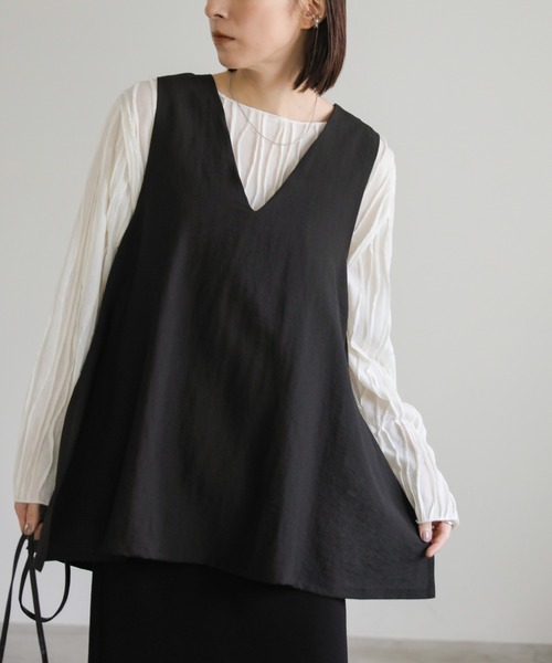 select MOCA(セレクトモカ)の「クリンクルシアーカットソー(Tシャツ/カットソー・レディース・ホワイト/ブラック/ベージュ・FREE)」の13枚目の写真