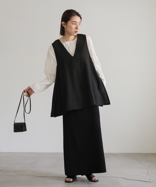 select MOCA(セレクトモカ)の「クリンクルシアーカットソー(Tシャツ/カットソー・レディース・ホワイト/ブラック/ベージュ・FREE)」の12枚目の写真