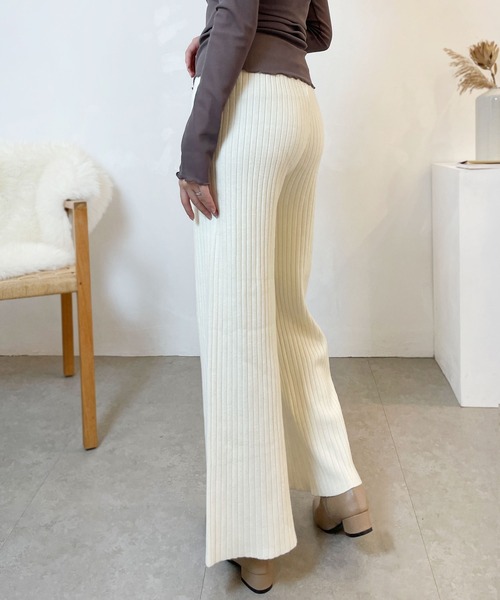 CEMONEMO（セモネモ）の「ウエストゴム リブニット パンツ（その他パンツ・レディース・アイボリー/ベージュ/グレー/ブラック・FREE）」の12枚目の写真