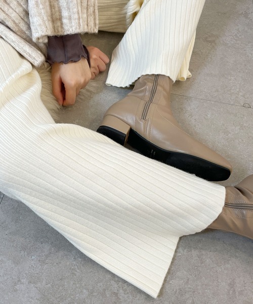 CEMONEMO（セモネモ）の「ウエストゴム リブニット パンツ（その他パンツ・レディース・アイボリー/ベージュ/グレー/ブラック・FREE）」の19枚目の写真